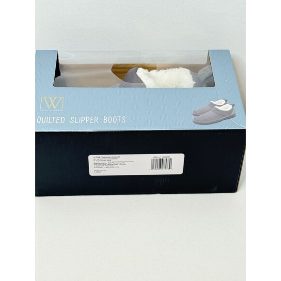 Wayland Square Quilted Slipper Boots Mens Size L 9 10 Slippers Gray Faux Fur - Picture 8 of 8